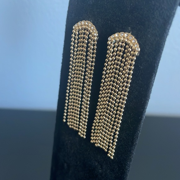 🆕 Gorgeous gold cascade earrings with tiny rhinestones - Picture 3 of 3